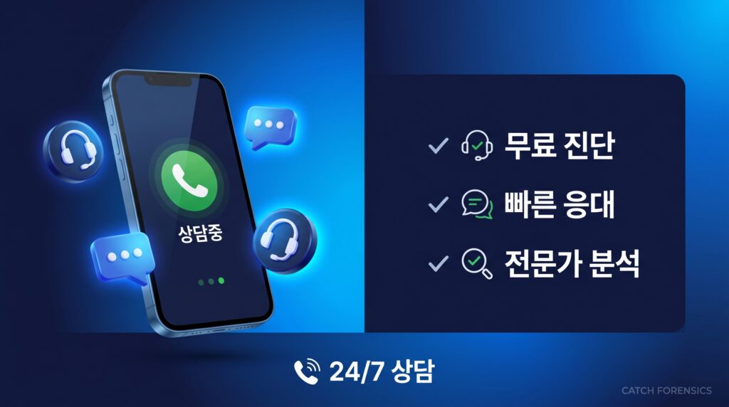 캐치포렌식 카카오톡 대화 복구 무료 사전 진단 상담 안내 CTA 이미지
